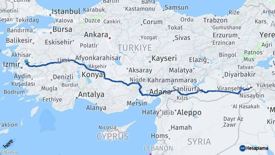 Manisa İdil Şırnak Arası Kaç Km - Yol Haritası