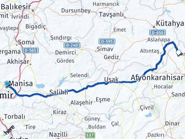 Manisa İhsaniye Afyonkarahisar Arası Kaç Km - Yol Haritası