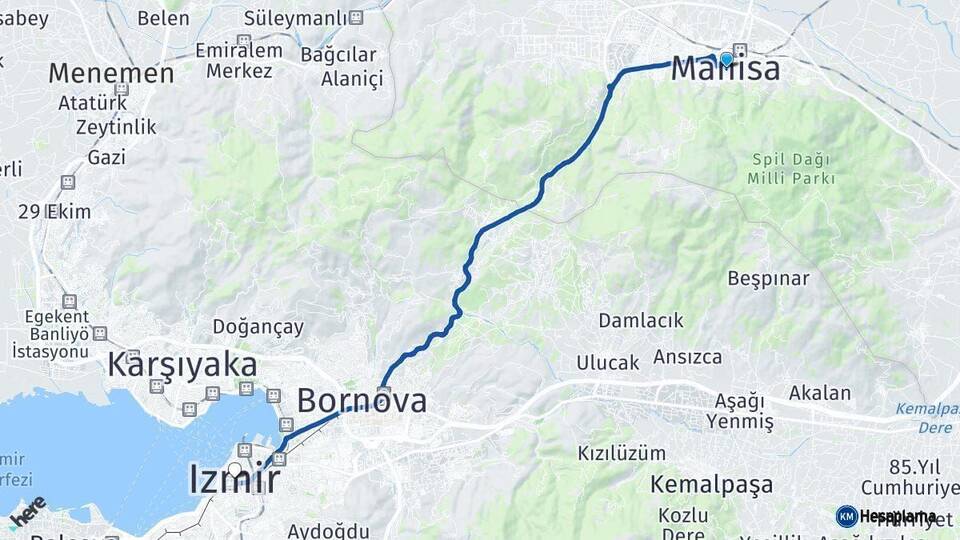 Manisa İzmir Arası Kaç Km - Yol Haritası