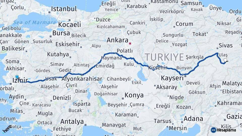 Manisa Kangal Sivas Arası Kaç Km - Yol Haritası