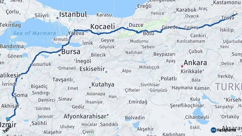 Manisa Kargı Çorum Arası Kaç Km - Yol Haritası