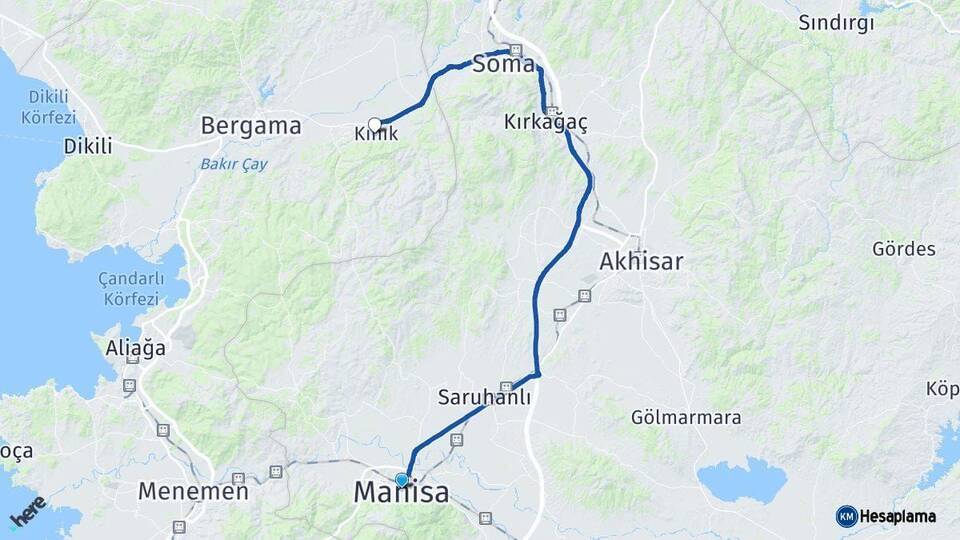 Manisa Kınık İzmir Arası Kaç Km - Yol Haritası