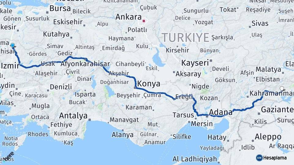 Manisa Kırkağaç Adıyaman Arası Kaç Km - Yol Haritası