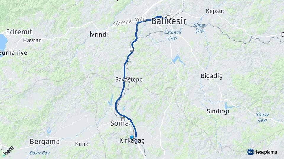 Manisa Kırkağaç Balıkesir Arası Kaç Km - Yol Haritası