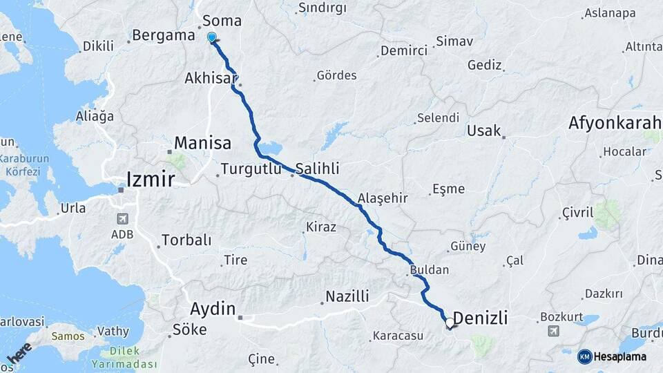 Manisa Kırkağaç Denizli Arası Kaç Km - Yol Haritası