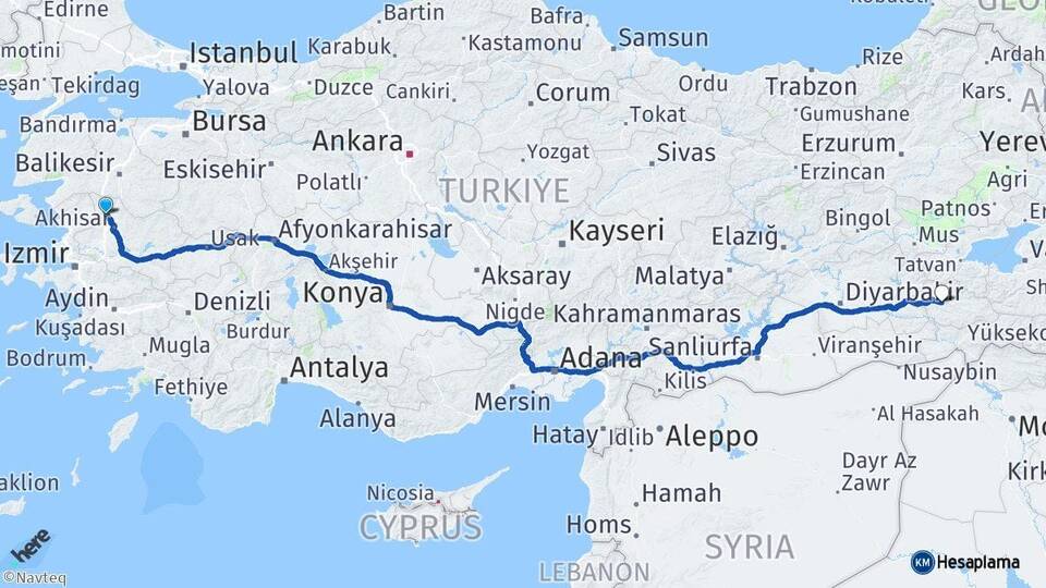 Manisa Kırkağaç Siirt Arası Kaç Km - Yol Haritası