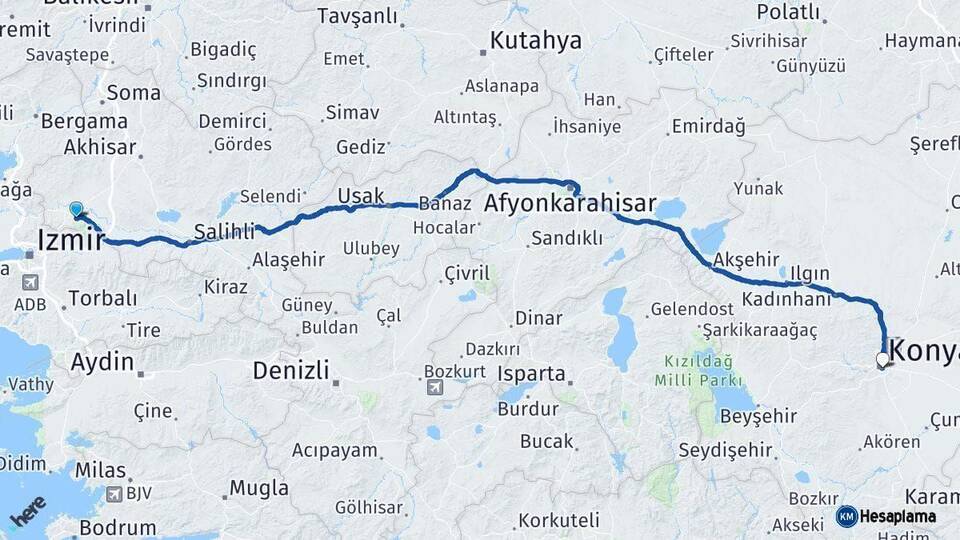 Manisa Konya Arası Kaç Km - Yol Haritası