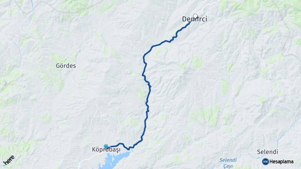 Manisa Köprübaşı Demirci Arası Kaç Km - Yol Haritası