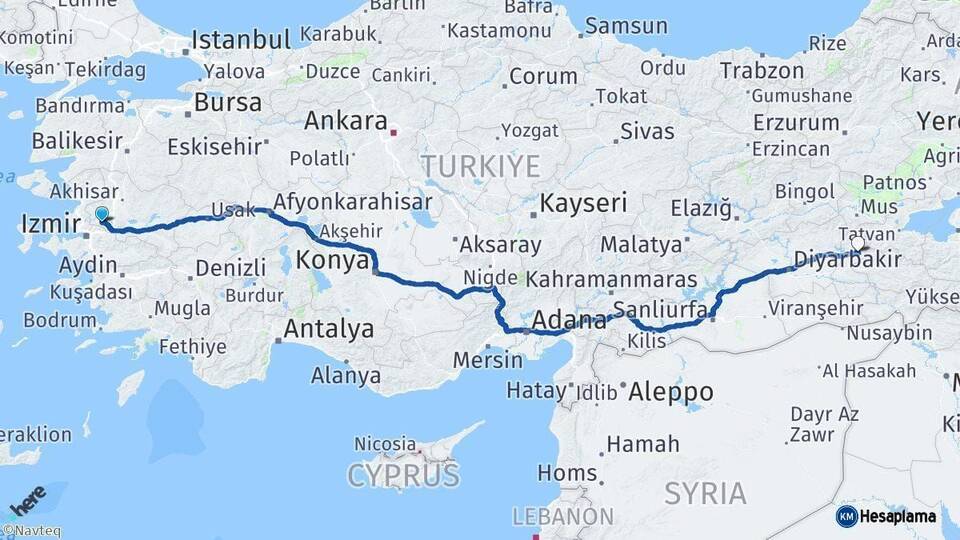 Manisa Kozluk Batman Arası Kaç Km - Yol Haritası