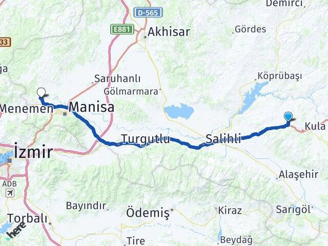 Sandal Celal Bayar Üniversitesi Arası Kaç Km - Yol Tarifi