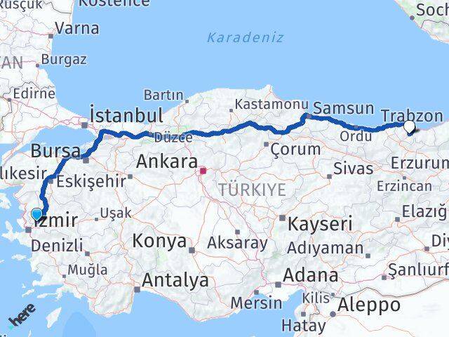 Manisa Maçka Trabzon Arası Kaç Km - Yol Haritası
