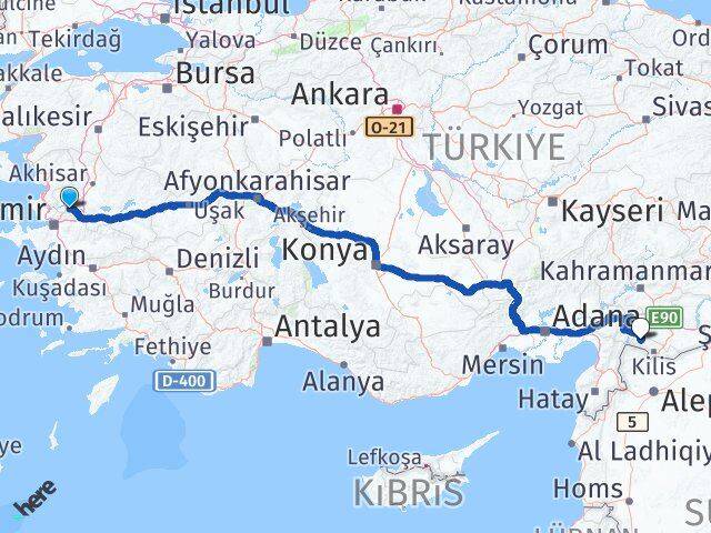 Manisa Musabeyli Kilis Arası Kaç Km - Yol Haritası