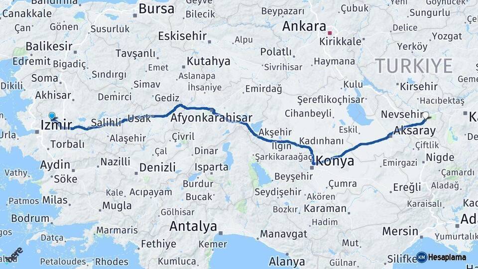 Manisa Nevşehir Arası Kaç Km - Yol Haritası