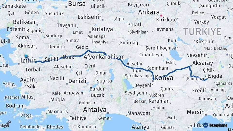 Manisa Niğde Arası Kaç Km - Yol Haritası