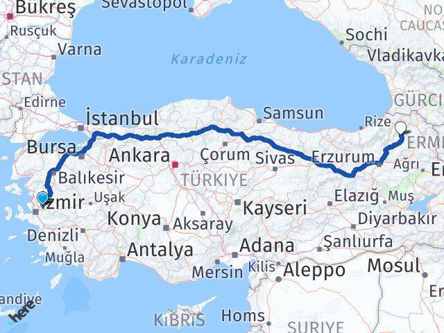 Manisa Olur Erzurum Arası Kaç Km - Yol Haritası