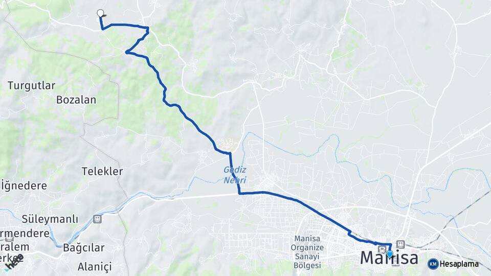 Manisa Ortaköy Yunusemre Arası Kaç Km - Yol Haritası