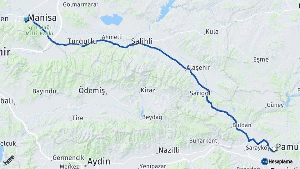 Manisa Pamukkale Denizli Arası Kaç Km - Yol Haritası