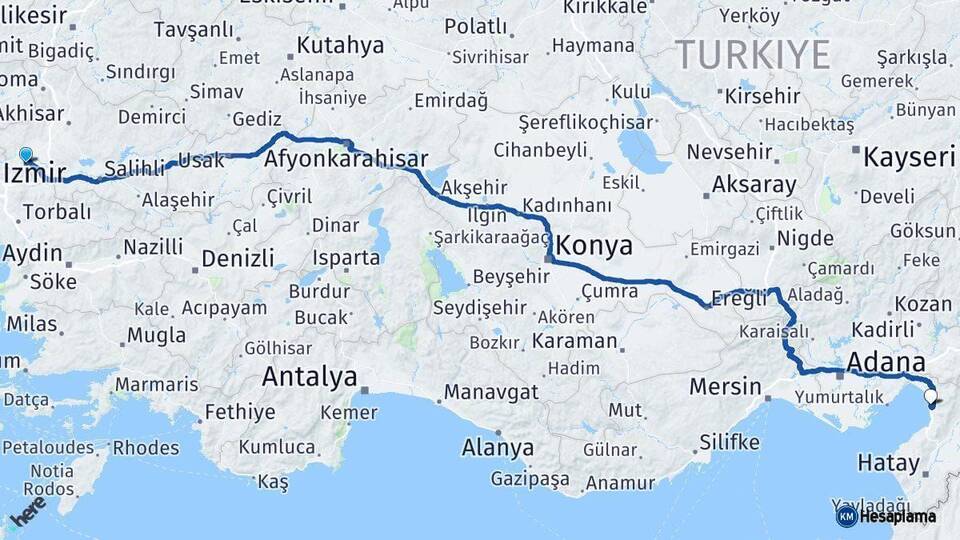 Manisa Payas Hatay Arası Kaç Km - Yol Haritası