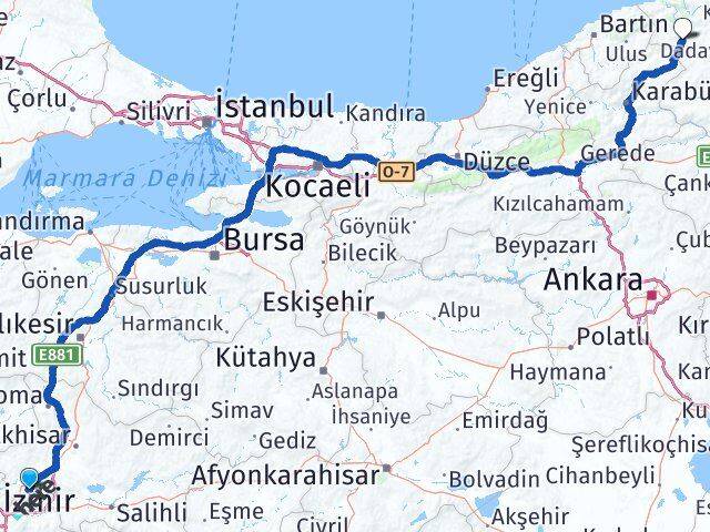 Manisa Pınarbaşı Kastamonu Arası Kaç Km - Yol Haritası