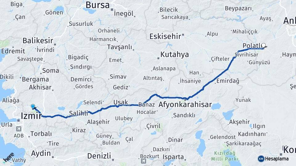 Manisa Polatlı Ankara Arası Kaç Km - Yol Haritası