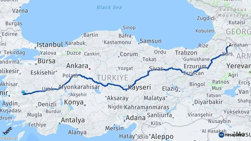 Manisa Salihli Ardahan Arası Kaç Km - Yol Haritası
