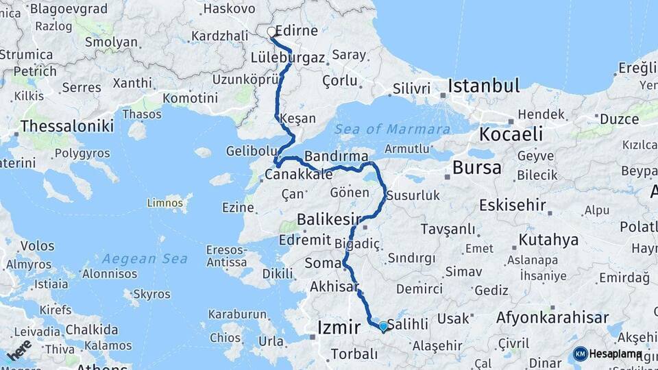 Salihli Edirne Arası Kaç Km - Yol Tarifi