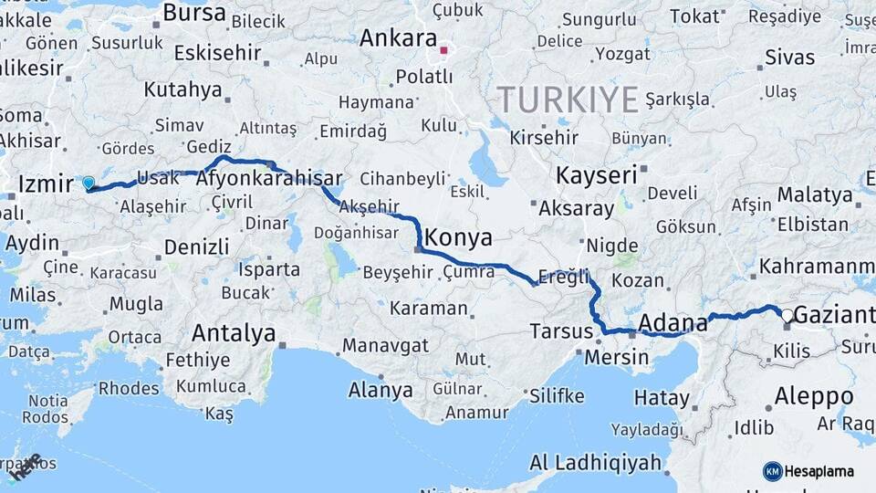Manisa Salihli Gaziantep Arası Kaç Km - Yol Haritası