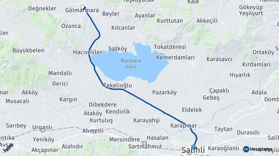 Manisa Salihli Gölmarmara Arası Kaç Km - Yol Haritası