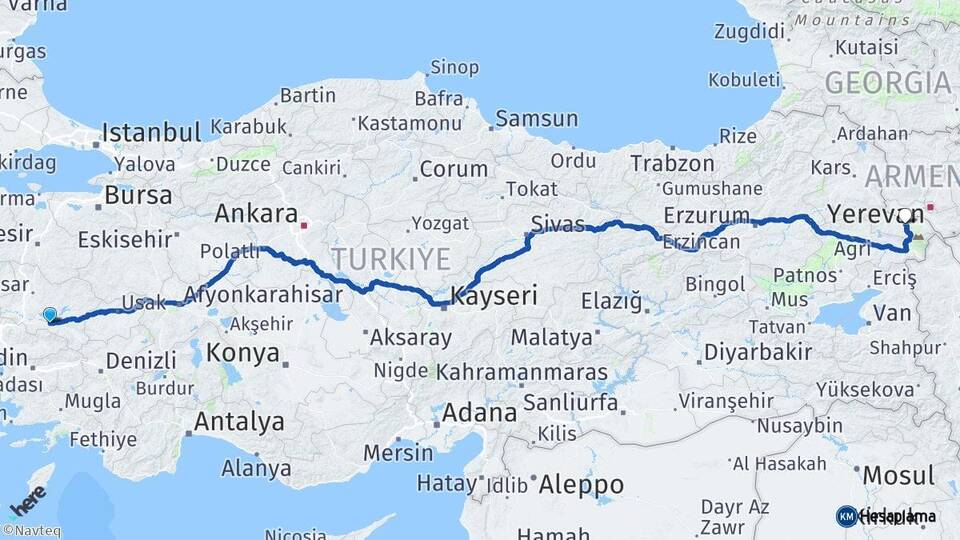 Manisa Salihli Iğdır Arası Kaç Km - Yol Haritası