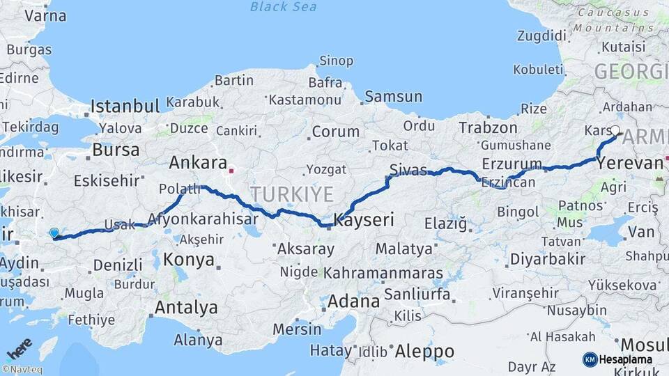 Manisa Salihli Kars Arası Kaç Km - Yol Haritası