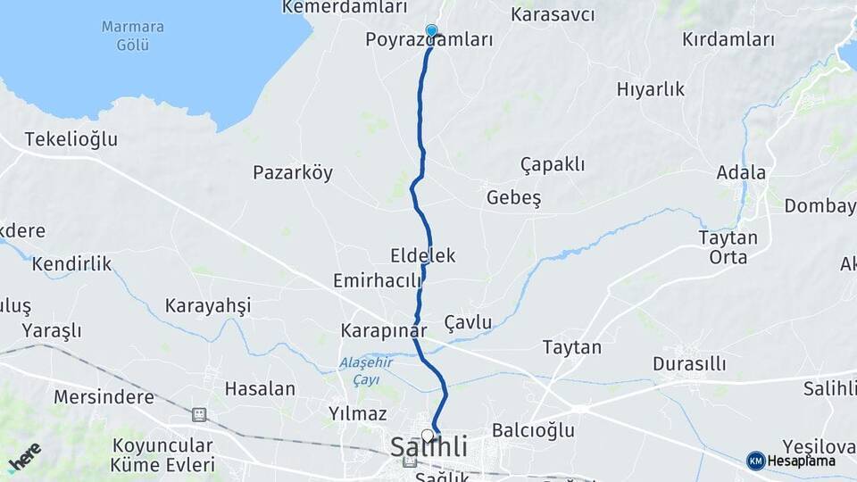 Poyrazdamları Salihli Arası Kaç Km - Yol Tarifi