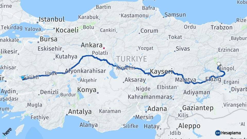Manisa Salihli Tunceli Arası Kaç Km - Yol Haritası