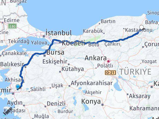 Manisa Saraydüzü Sinop Arası Kaç Km - Yol Haritası