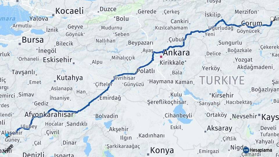 Sarıgöl Amasya Arası Kaç Km - Yol Tarifi