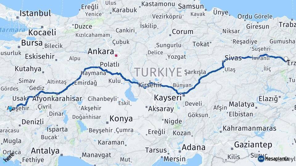 Sarıgöl Erzincan Arası Kaç Km - Yol Tarifi