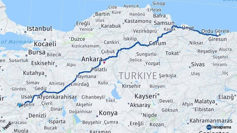 Sarıgöl Giresun Arası Kaç Km - Yol Tarifi