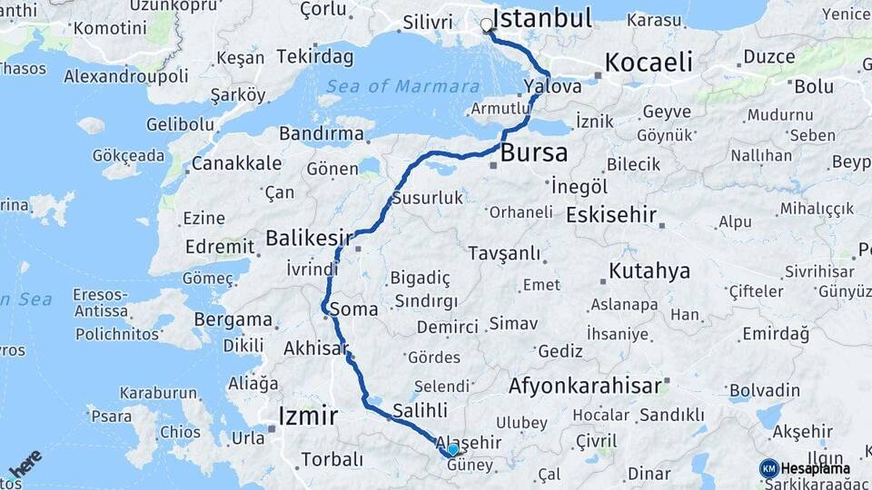 Manisa Sarıgöl İstanbul Arası Kaç Km - Yol Haritası
