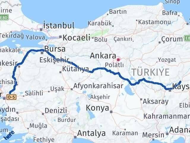 Manisa Sarıoğlan Kayseri Arası Kaç Km - Yol Haritası