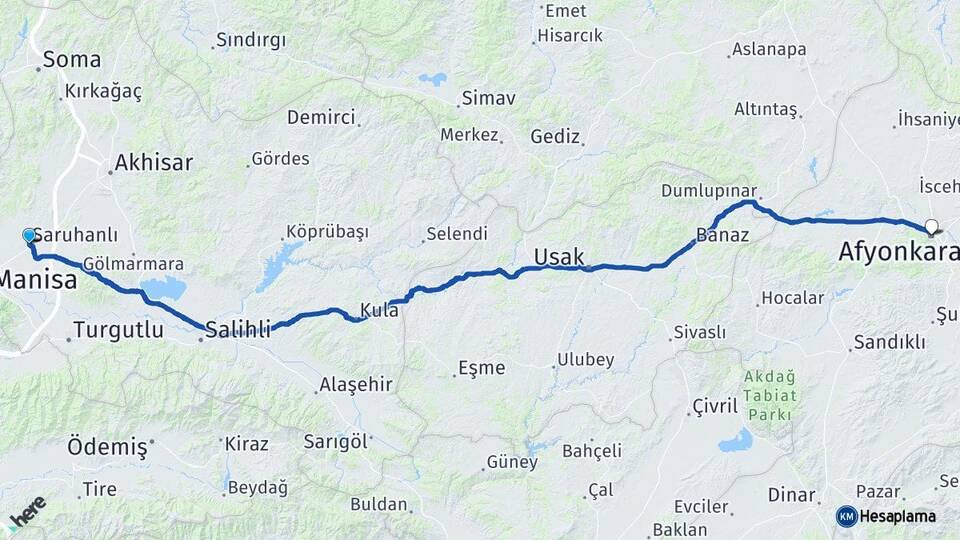 Saruhanlı Afyonkarahisar Arası Kaç Km - Yol Tarifi