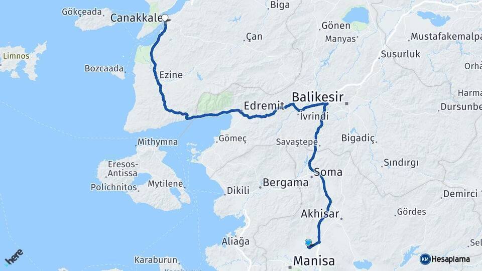 Saruhanlı Çanakkale Arası Kaç Km - Yol Tarifi