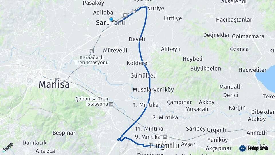 Manisa Saruhanlı Turgutlu Arası Kaç Km - Yol Haritası