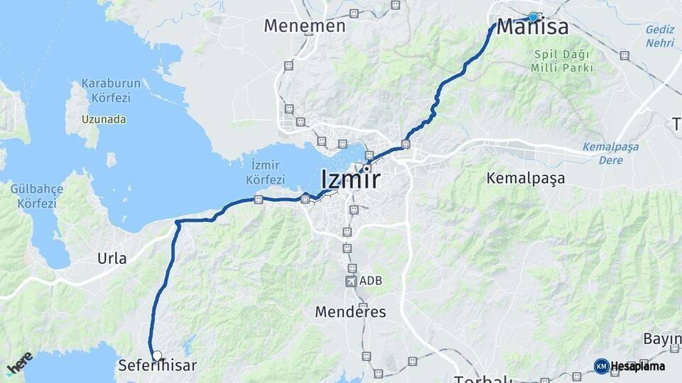 Manisa Seferihisar İzmir Arası Kaç Km - Yol Haritası