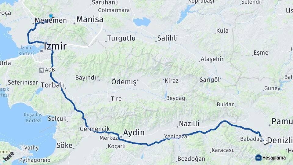 Şehzadeler Denizli Arası Kaç Km - Yol Tarifi