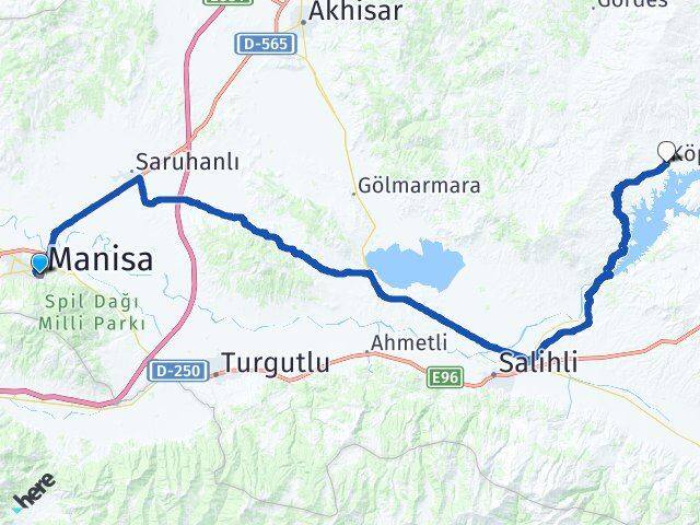 Manisa Şehzadeler Köprübaşı Arası Kaç Km - Yol Haritası