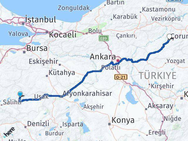 Selendi Çorum Arası Kaç Km - Yol Tarifi