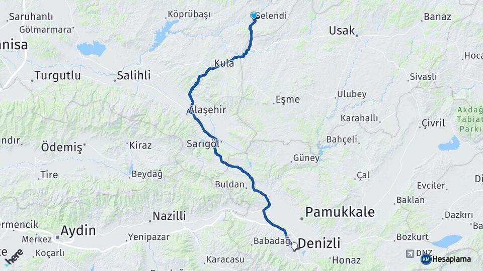 Selendi Denizli Arası Kaç Km - Yol Tarifi