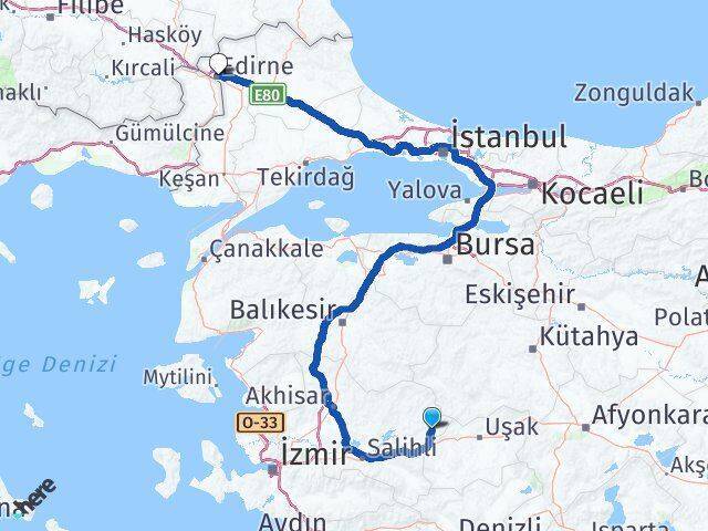 Selendi Edirne Arası Kaç Km - Yol Tarifi