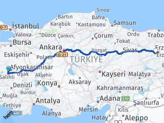 Selendi Erzincan Arası Kaç Km - Yol Tarifi