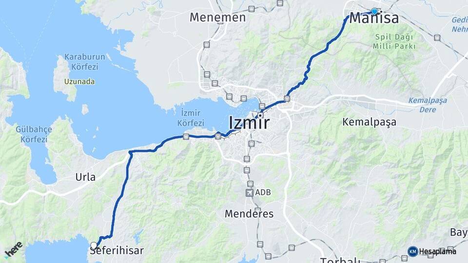 Manisa Sığacık Seferihisar İzmir Arası Kaç Km - Yol Haritası