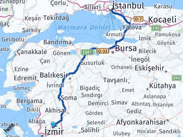 Manisa Şişli İstanbul Arası Kaç Km - Yol Haritası